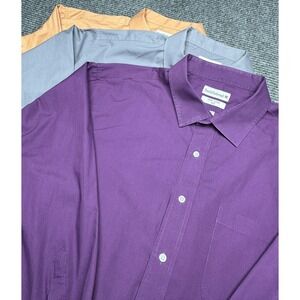Saddlebred Dress Shirt Mens 3XL Purple Gray Orange Easy Care Long Sleeve Lot 3
